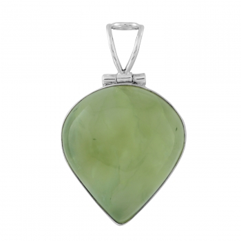 925 sterling silver tear drop green prehnite gemstone pendant